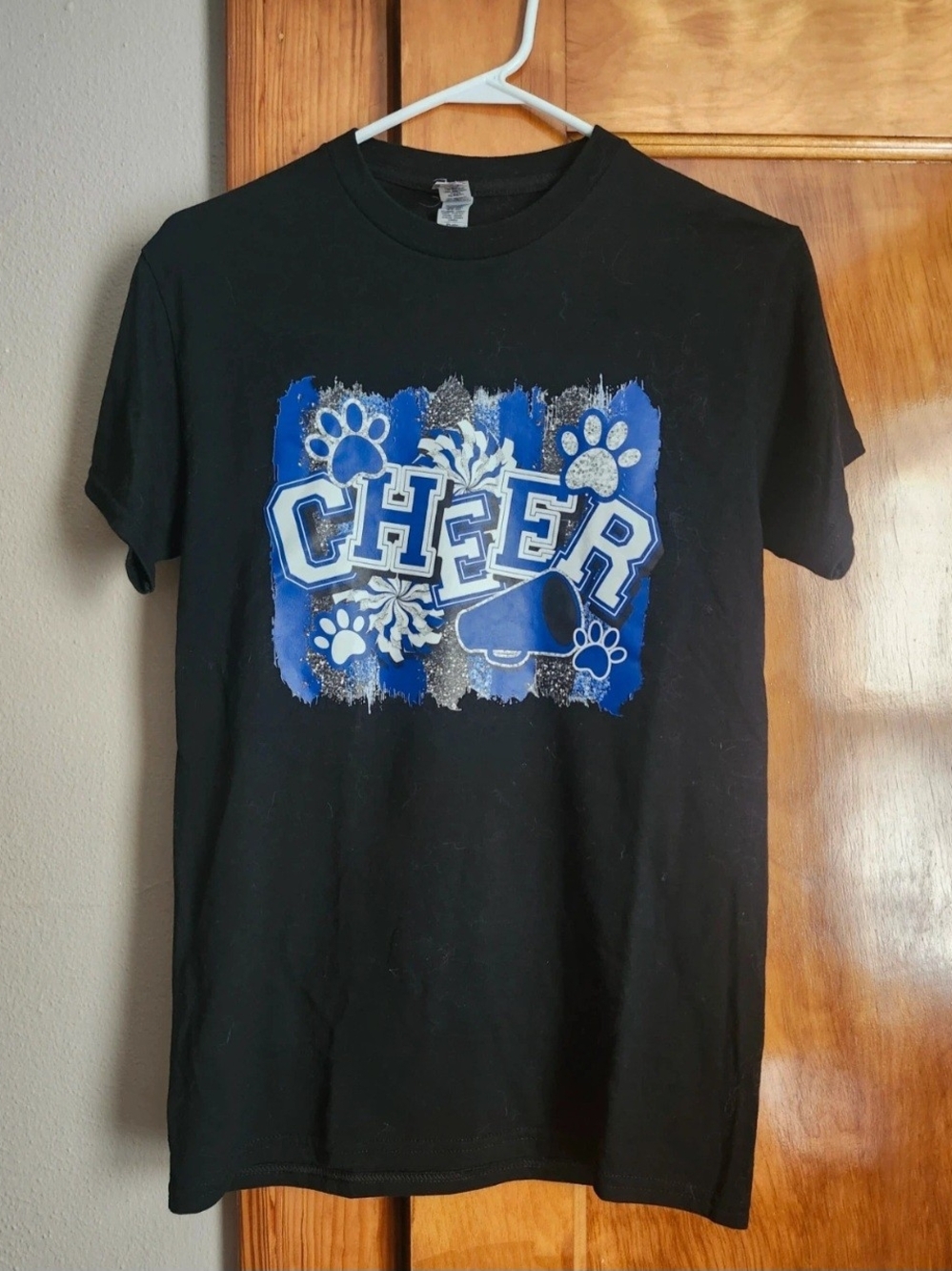 Gildan Black Short-Sleeve Tee with Blue CHEER Graphic